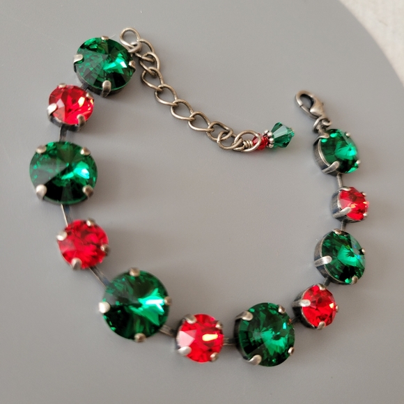 Austrian Crystal Tennis Bracelet in Antique Silver - Picture 6 of 9